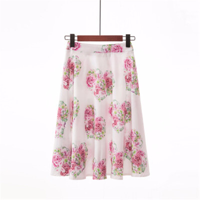 

High Waist Floral Print Women Elegant Skirts Elastic Waist Summer Skirt Casual Party Faldas Mujer Saias