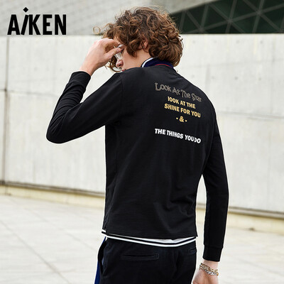 

Love Ken Aiken Senmas brand 2018 autumn&winter mens long-sleeved T-shirt AK118011303 black