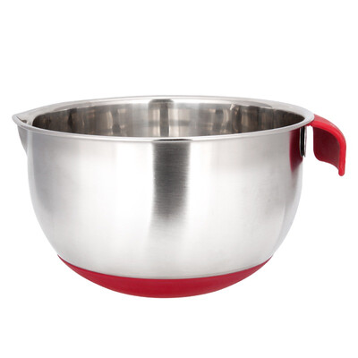 

Jingdong supermarket Jie Ke Nuo silicone tape with a handle to beat the egg pot thickening to enhance the stainless steel to prevent spill red 20cm