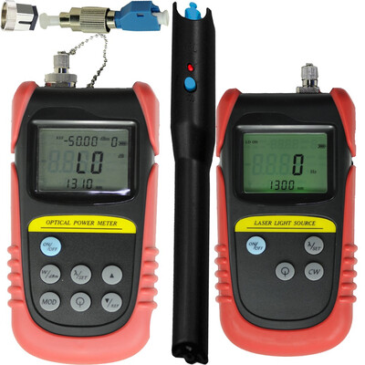 

50dB to 26dB Optical Power Meter 850nm1300nm Optical laser light source 5mw fiber visual fault locator FC to LC adapter
