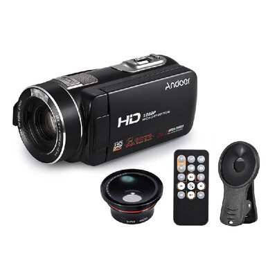 

Andoer HDV-Z80 1080P Full HD 24MP Digital Video Camera Camcorder with 039X Wide Angle Macro Lens Remote Control 3" Touchscreen