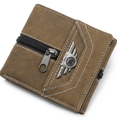 

Mens 3 Fold Coin Bags With Zipper Personalized Student Wallet