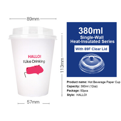 

OTOR 12oz16oz Paper Coffee Tea Cup Disposable Tableware For Cafe Shop Wedding Babyshower Children Birthday Party 50pcs