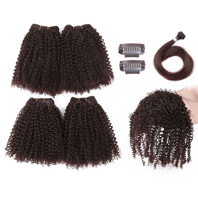 

12inch 8pcspack 4B Curly Synthetic Hair Weave Bundles Sewing in Hair Extensions with Closure One Pack Full A Head Golden Beauty