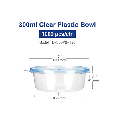 

OTOR Salad Bowl with Lid Take Away Plastic Food Container Clear Bowl Box for Fast Food Bento Microwaveable 120mm 1000pcs