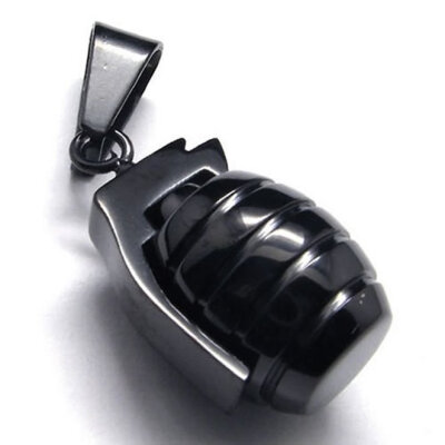 

Hpolw Hot Selling NEW Fashion Mens Stainless Steel Casting Black&Silver&Gold Hand Grenade Pendants Jewelry Alloy Necklace