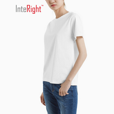 

INTERIGHT short-sleeved T-shirt female summer new round neck wild basic cotton T-shirt white