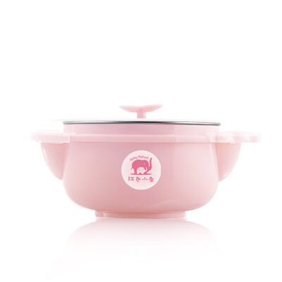 

Red baby elephant baby water insulation bowl baby stainless steel food supplement tableware - pink