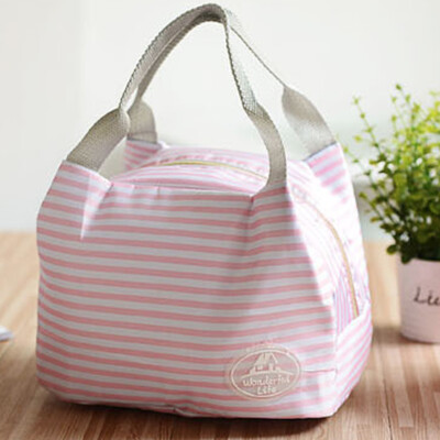 

Shouyou new cold insulation bag thickening peach skinny lunch bag ice bag student portable waterproof lunch box bag JD-SN-07 pink stripes