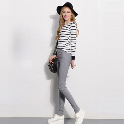 

MAZOE fashion candy color casual pants 1611 gray XXXXL
