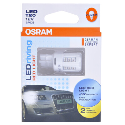 

OSRAM W21 / 5W Светодиодная фара Тормозной свет Задний свет Задний противотуманный свет Автоматическая лампочка Assist Light 7715R [Красный свет 12V3W] (2 палочки)