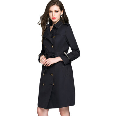 

BURDULLY Double Breasted Long Trench Coat Para As Mulheres 2018 Big Size High Quality 100 Cotton Coat Windbreaker Casaco Femin
