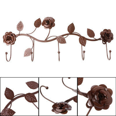 

European-style iron rose design decorative wall hoook wall-mounted coat hanger storage rack key holder organizer
