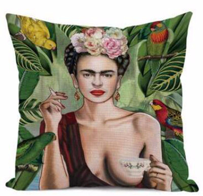

Cushion Cover Frida Kahlo Colorful Flowers Pillowcase Woven Pillow Covers Polyester&Cotton Home Decor Drop Shipping