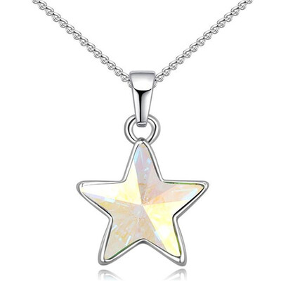 

Fashion Crystal Star Pendant Necklaces Chain Necklace For Women Made with Crystal from Austria White Gold Plated 26628