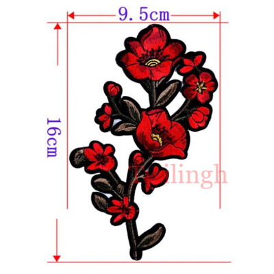 

1 Piece Patches Red Flower Embroidered Patch 3D Applique DIY Sewing Repair Accessories Fabric Stickers Wedding Clothing Patches