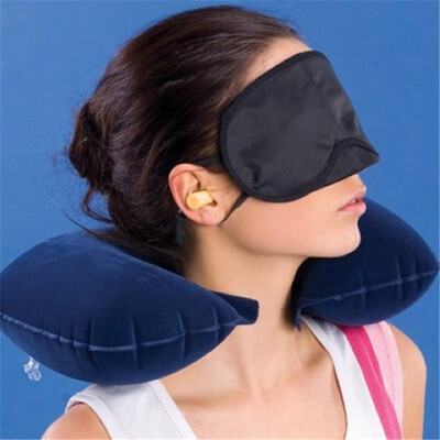 

NicerDicer 3 in1 Travel Set Inflatable Neck Air Cushion Pillow + eye mask + 2 Ear Plug Comfortable business trip 270245