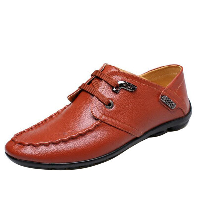 

Fashion Men Leather Shoes Soft Wing Tip Lace Up Flats Leisure Driving Loafers