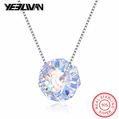 

Fashion Brand Small Cube Genuine Austrian Crystal Necklace 925 Sterling Silver Choker Chain Necklaces for Women collar mujer