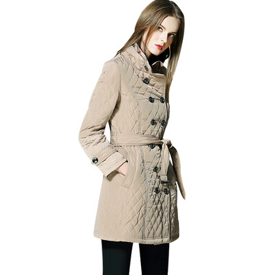 

BURDULLY High Quality Diamond Plaid Double Breasted Coat Winter Jacket Women Elegan Outerwear femme parka mujer invierno 2018