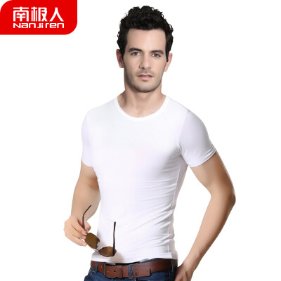 

Antarctic mens vest short-sleeved T-shirt bottoming shirt combed cotton round neck sports sweatshirt casual underwear N695X20751 white