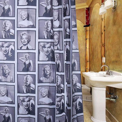 

Waterproof Polyester Shower Curtain Stylish Monroe Pattern with 12 Plastic Hooks