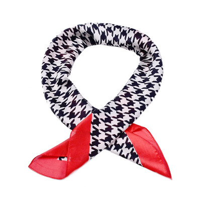 

Scarves women 2018 houndstooth Square Artificial Silk Scarf hijab Lady Neckerchief Shawl Foulard Bandana Fashion Accessories red
