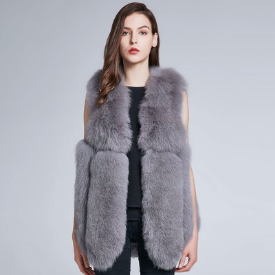 

Furry vest fox fur coat natural fur coat womens jacket winter fur coat natural fur vest warm fashion 2018 new discount sale