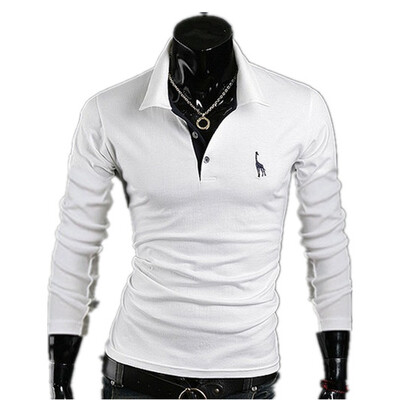 

Zogaa New Korean Men's POLO Shirt Embroidery Slim Long Sleeve