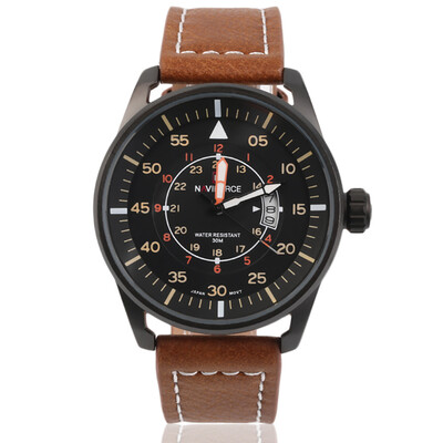 

Naviforce NF9044B Military Black Date PU Leather Luxury Men Wrist Watch