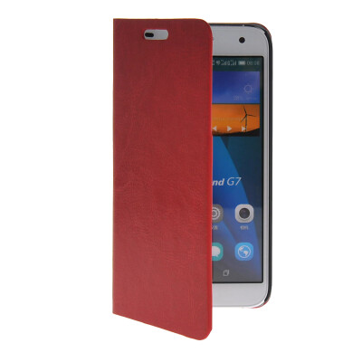 

MOONCASE Slim Leather Side Flip Wallet Card Slot Pouch with Kickstand Shell Back Case Cover for Huawei Ascend G7 Red