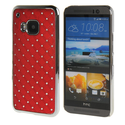 

MOONCASE HTC One М9 Футляр Роскошные Chrome горный хрусталь Bling Звезда Вернуться Дело Чехол для HTC One M9 красный