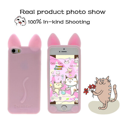 

Cute Lovely Cartoon Cat Ear Soft Silicone Phone Case Skin Cover for iPhone 5/5s