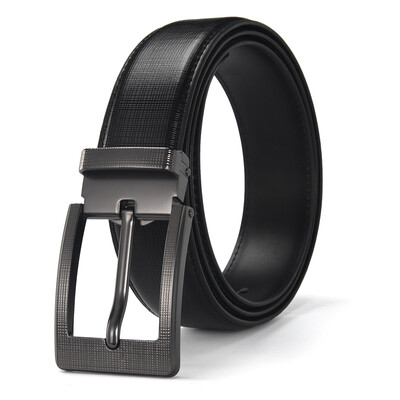 

Xhtang Fashion Mens Belt Metal Pin Buckle Belt Genuine Leather Belt Wild Plaid Jeans Belt