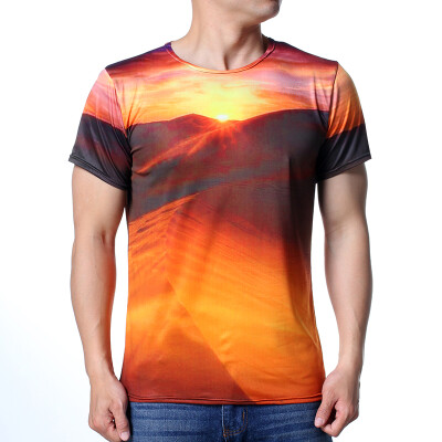 

Mens Summer Sunset Printed Short Sleeve Shirt