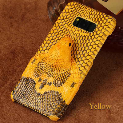 

Genuine Leather Phone Case For Samsung S8 Plus Case Snake Head Rear cover For Note 8 C9 Pro Back Cover