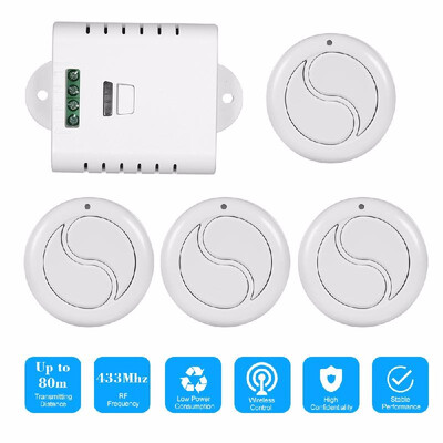 

433MHz Universal Wide Voltage AC 85V-250V 1CH Wireless Remote Control Switch Receiver Module 10A Relay And 5PCS 2 Key RF 433MHz Tr