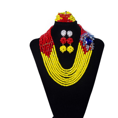 

Stunning African Beads Jewelry Set Red Crystal Beads Statement Necklace Nigerian Wedding Bridal Jewelry Set For Women Free Shippin