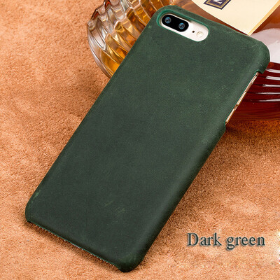 

Genuine Leather Phone Case For iPhone 7 8 Plus Case Crazy Horse Leather Back Cover For X 6 6S Plus Case