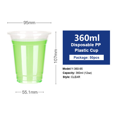 

OTOR 360460500660ml Disposable Plastic Cups with Dome & Flat Lids for Juice Tea Milk Iced Coffee Bubble Boba Smoothie 50pcs