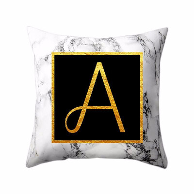 

Modern Pillowcases 4545 Gold Alphabet Word Letter White Marble Pattern Pillow Case Super Soft Throw Sofa Bed Cushion Cover Protec