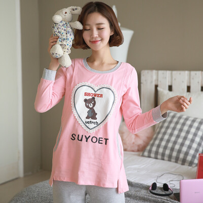 

Arctic velvet 3883 Pregnant women month clothes Spring&autumn clothing out of service feeding breasts pregnant women pajamas suit cotton postpartum women home service floral