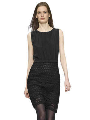 

Solid O-Neck Hollow Design Slim Sleeveless Dress
