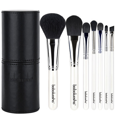 

BABAROSA 7 Makeup Brushes - Tube Pearl White Professional Makeup Makeup Tools Loose Foundation Brush Lip Brush Eye Shadow Brush Eyebrow Brush Blush Brush