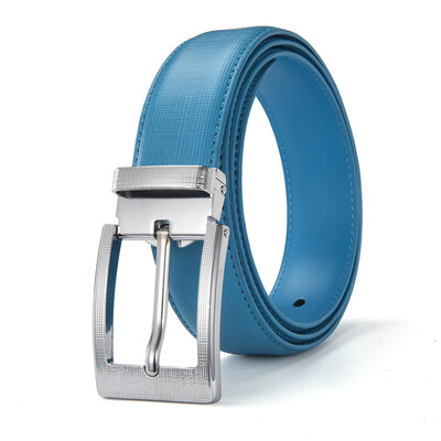 

Xhtang Fashion Mens Belt Metal Pin Buckle Belt Genuine Leather Belt Wild Plaid Jeans Belt