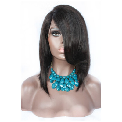 

Clymene Hair Short Bob Lace Front Human Hair Wigs With side Part Bangs Virgin Brazilian Glueless Lace Front Wigs With Baby Hair
