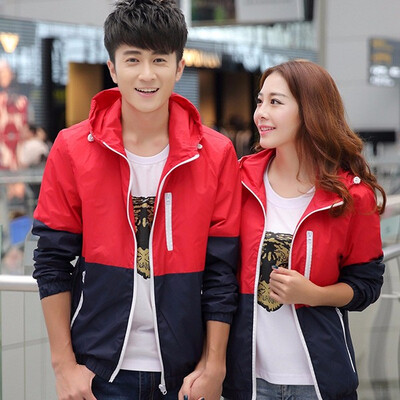 

Unisex Couple Fashion Long Sleeve Contraste Color Zipper Sun Protection Jacket
