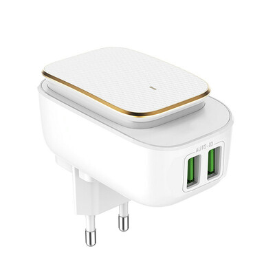 

Viwind 2 Port USB Wall Charger with Charging cable & Touch Control LED LampWhite
