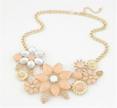 

Women Bauhinia Flower Necklace Pink Cream Charm Pendant Fashion