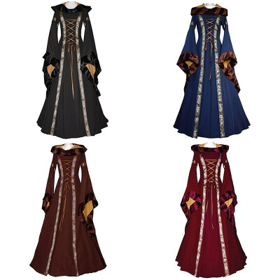 

Medieval Maiden Dress Womens Vintage Victorian Renaissance Gothic Dress Costume Hooded